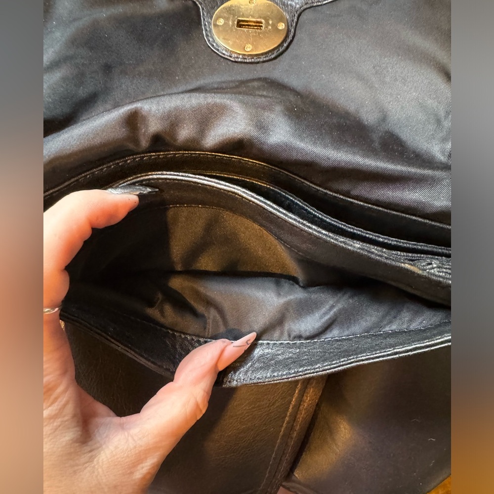 Tory Burch Black Leather Clutch with Gold Accents - Picture 13 of 16
